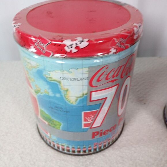 2 Sealed Coca-Cola 700 Pc Puzzle Tins Polar Bear & World Map Vintage Lot - Picture 4 of 11